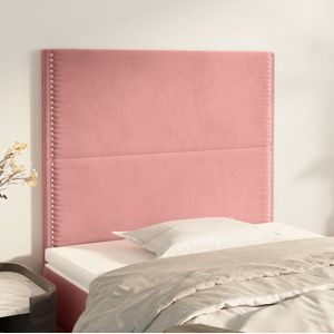 The Living Store Hoofdeind Roze Fluweel 100x5cm - Verstelbaar - Klinknagelranden - Houten Poten