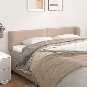 The Living Store Hoofdbord met randen 203x23x78/88 cm kunstleer cappuccinokleur - Hoofd Bord - Hoofdkussen - Bedding - Kapstok - Bedroom Decor