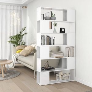 vidaXL Kamerverdeler - Boekenkast - Boekenkast/kamerscherm 100x24x188 cm hoogglans wit - Houten Boekenkast - Witte Boekenkast - Hoge Boekenkast