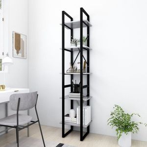 The Living Store Boekenkasten - Betongrijs - Hoogte 105 cm - 70 cm - Hout - Metaal