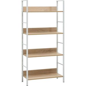The Living Store Boekenkast 4 schappen 60x27,6x124,5 cm bewerkt hout eikenkleur - Boekenkast - Houten Boekenkast - Boekenplank - Stelling - Opslagmogelijkheden