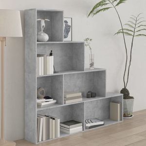 vidaXL Bibliotheek - Boekenkast - Boekenkast/kamerscherm 155x24x160 cm bewerkt hout betongrijs - Houten Boekenkast - Grijze Boekenkast - Vintage Boekenkast