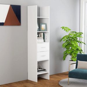 The Living Store Opbergkast - Wit - 40 x 35 x 180 cm - Stevig en duurzaam