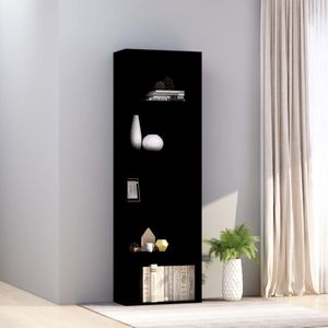 The Living Store Boekenkast met 5 schappen 60x30x189 cm bewerkt hout zwart - Boekenkast - Bibliotheek - Houten Boekenkast - Zwarte Boekenkast - Vintage Boekenkast