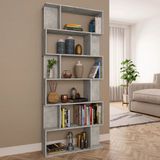 The Living Store Boekenkast - Betongrijs - 80 x 24 x 192 cm - 6 grote vakken en 12 kleine vakken