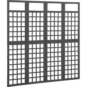 The Living Store Kamerscherm/trellis met 4 panelen161x180 cm vurenhout zwart - Kamerscherm - Scherm - Partitionwand - Plantenrek - Trellis