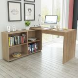 The Living Store Bureau Hoekbureau - 130 x 60 x 75 cm - Eiken - Bewerkt hout