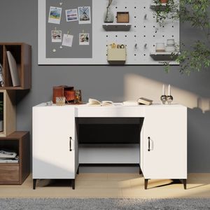 The Living Store Bureau Industrial White - 140 x 50 x 75 cm - Hoge Kwaliteit Hout en Metaal
