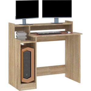 The Living Store Bureau met LED-verlichting 97x45x90 cm hout sonoma eikenkleurig - Kantoormeubel - Bureau - Houten Bureau - Led Verlichting - Computer Bureau