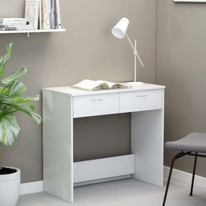 The Living Store Bureau Strakke Witte 80x40x75 cm Met 2 lades - Hoogwaardig bewerkt hout