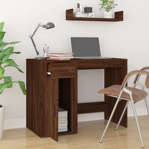 The Living Store Bureau Computer - Bruineiken - 100 x 49 x 75 cm - Duurzaam bewerkt hout