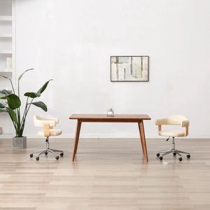 The Living Store Draaibare kantoorstoel - Cr�ème - 49.5 x 51.5 x (94.5-115.5) cm - Ergonomisch ontwerp