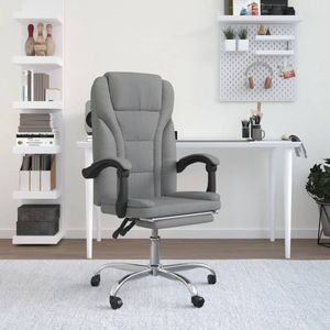 The Living Store Bureaustoel Verstelbaar - Lichtgrijs - Duurzaam materiaal - Verstelbare rugleuning en voetensteun -