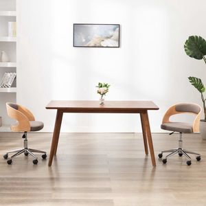 The Living Store Kantoorstoel draaibaar gebogen hout en stof taupe - Bureaustoel