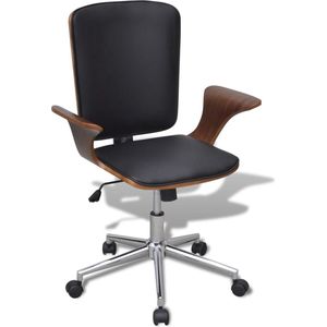 Bürostuhl Drehbar Bugholz mit Kunstleder-Polsterung - Bürostuhl - Schreibtischstuhl - Drehstuhl - Ergonomischer Stuhl - Lederstuhl - The Living Store