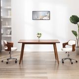 The Living Store Kantoorstoel - Afmeting- 47.5 x 53 x (68 - 76) cm - Kleur- wit - Materiaal- kunstleer - hout en metaal
