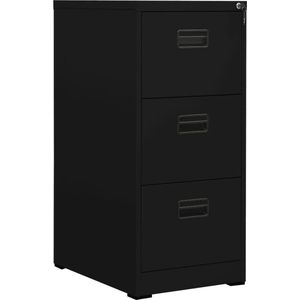 The Living Store Archiefkast 46x62x102,5 cm staal zwart - Archiefkaartje - Documenten Bewaren - Metalen Kast - Zwarte Kast - Bureauserie