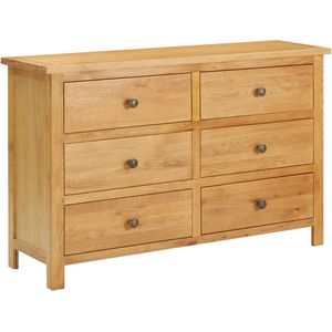 The Living Store Rustieke Ladekast - 105 x 33.5 x 73 cm - Massief Eikenhout - 6 Lades