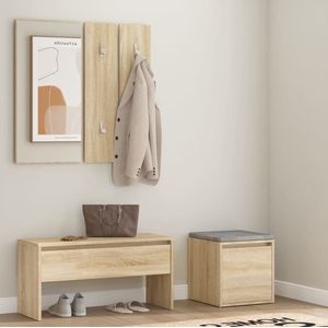The Living Store Halbank - Sonoma Eiken - Bewerkt Hout - 80x30.5x40 cm - Multifunctioneel ontwerp