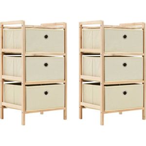 The Living Store Opslagmeubel - Cederhout - 3 Manden - 32x26x60cm - Beige - Draagvermogen 2kg - 2 rekken