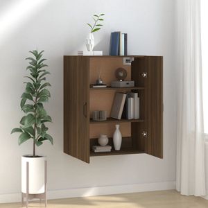 The Living Store Hangkast 69,5x34x90 cm bewerkt hout bruin eikenkleur - Hangkast - Wandkast - Opbergkast - Houten Kast - Bruin