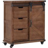 The Living Store Opbergkast Vintage - 64 x 33.5 x 75 cm - Bruin Massief Vurenhout