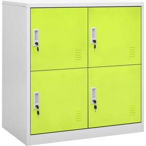 The Living Store Lockerkast - 90 x 45 x 92.5 cm - Staal - Lichtgrijs/Groen - Met sloten