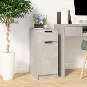 The Living Store Bureaukast 33,5x50x75 cm bewerkt hout betongrijs - Bureaukast - Opbergkast - Kantooraccessoires - Boekenplank - Laptopstandaard