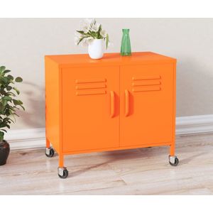 The Living Store Stalen Opbergkast - 60 x 35 x 56 cm - Oranje Staal - Verstelbaar Schap