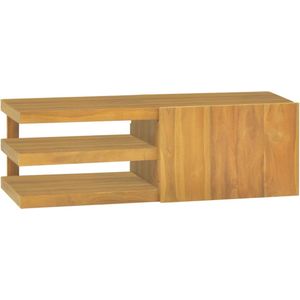 The Living Store Badkaast Massief Teakhout - Wandgemonteerd - Extra opbergruimte - 90x40x30cm (BxDxH)