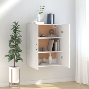 The Living Store Hangkast Opbergkast - 69.5 x 34 x 90 cm - Wit hout
