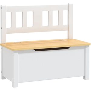 The Living Store kindertafel en stoelenset - wit en beige - MDF - tafel 60 x 50 x 48 cm - stoel 25 x 25 x 55 cm - bankje 60 x 30 x 55 cm - opbergbank