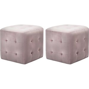 The Living Store Poef - Comfort - Woondecoratie - 30 x 30 x 30 cm - Roze