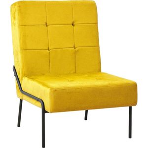 The Living Store Relaxstoel 65x79x87 cm fluweel mosterdgeel - Relaxstoel - Fauteuils - Lounge Chair - Huiskamerstoel - Woonkamerstoel