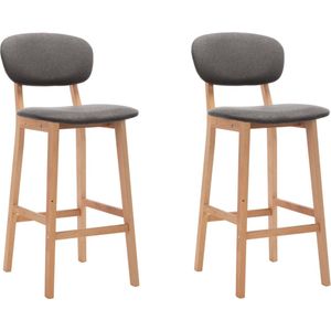 The Living Store Barstoelen Set - Lichtgrijs - Stof en Beukenhout - 45 x 47 x 92 cm - Comfortabel zitten - Voetensteun - Montage vereist - Draagvermogen 110 kg