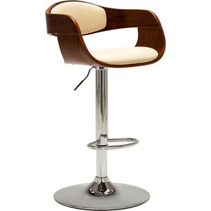 The Living Store Barstoel - naam - Barstoelen - Afmeting- 49.5 x 50.5 x (87-108) cm - Ken- Verstelbaar - Kleur- Crème en bruin