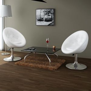 The Living Store Loungestoel Wit - Verstelbaar - Stalen frame - Gepolijst chroom - 61x58 cm - Safron