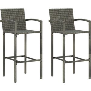 Homemiyn - The Living Store Barhocker 2 Stk. Grau Poly Rattan - Barhocker - Gartenstühle - Outdoor Möbel - PE-Rattan - Stahldesign