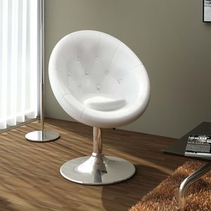 The Living Store Loungestoel - Verstelbaar - Staal - Gepolijst chroom - 61 x 58 x (80-93) cm - Wit