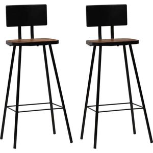 The Living Store - Barhocker 2 Stk. Massives Altholz - Holz Barhocker - Vintage Barhocker - Industrieller Stuhl - Altholz Barhocker - Barstühle Set