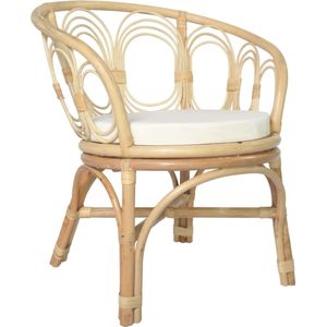 The Living Store Eetkamerstoel Rattan - 72 x 68 x 76 cm - Gebogen rugleuning