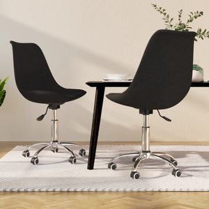 The Living Store Draaibare Eetkamerstoelen - Zwart - 48 x 58 x (81 - 93) cm - Gasveermechanisme - Verchroomd metaal - Set van 2