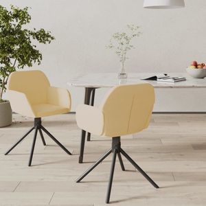 The Living Store Eetkamerstoelen - Draaibaar - Crème - 54x58.5x79.5 cm - Fluweel