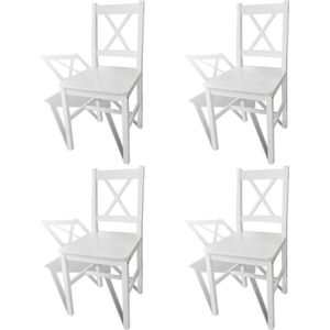 The Living Store Houten eetkamerstoelen - Set van 4 - Wit - 41.5 x 45.5 x 85.5 cm - Ergonomisch design