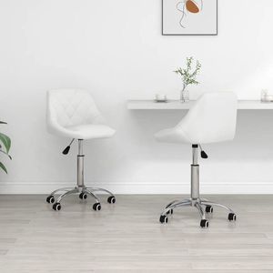 The Living Store Eetkamerstoelen draaibaar 2 st kunstleer wit - Draaibare Eetkamerstoelen - Eetkamerstoelen - Kunstleder Meubels - Witte Eetkamerstoelen - Moderne Eetkamerstoelen