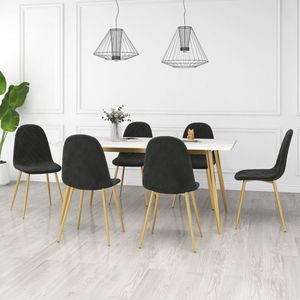 The Living Store Eetkamerstoelen 6 st fluweel zwart - Eetkamerstoelen - Zwarte Stoelen - Velvet Stoelen - Moderne Stoelen - Luxe Stoelen