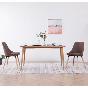 The Living Store Eetstoelen - Set van 2 - Hoogwaardige stof - Esthetisch en ergonomisch ontworpen - Comfortabele zitting en rugleuning - Zwart metalen frame - Massief houten poten - Kleur- bruin - Afmetingen- 43 x 43 x 83 cm - Draagvermogen- 110 kg