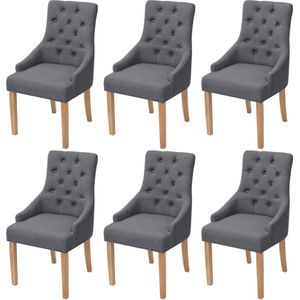 The Living Store Eetkamerstoelen - Donkergrijs - Set van 6