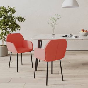 The Living Store Esszimmerstühle 2 Stk. Rosa Samt - Samt Sessel - Rosa Stuhl - Esszimmerstühle - Komfortabler Stuhl - Design Stuhl