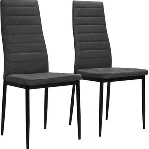 The Living Store Eetkamerstoelen - Set van 2 - Donkergrijs - 43x44x96 cm - Polyester